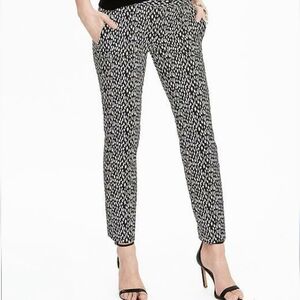 Banana Republic Slim Leopard Ankle Pants - Black And White - Size 6S NWT
